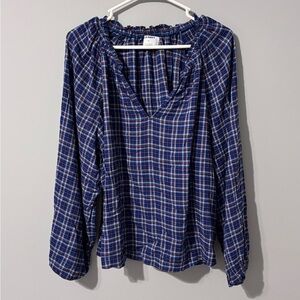 Old Navy Blue and White Smocked Blouse